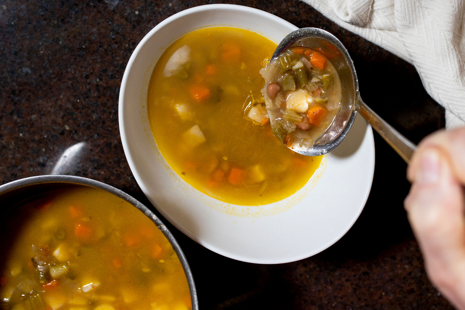 Beef Bone Vegetable Soup Dish in a bowl