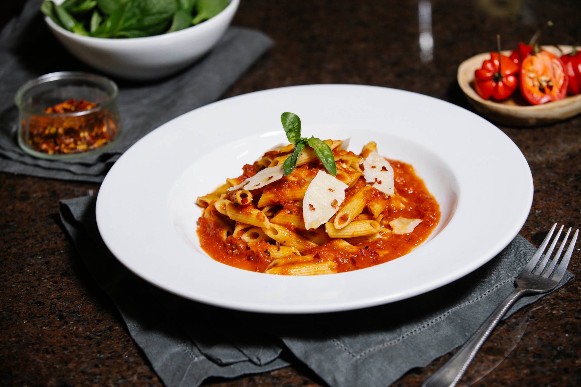 Pasta with Arrabbiata Sauce in a plate