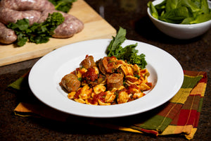 Sausage & Rapini Sauce on a plate
